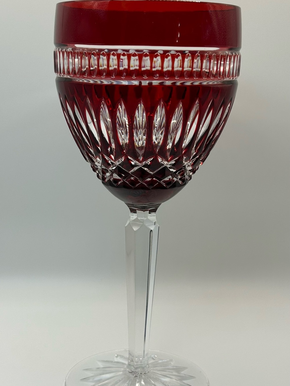 Set of 8 Waterford Crystal Clarendon Ruby Red Wine Hock Glasses - Picture 9 of 14